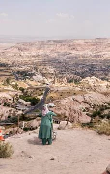 The mountains of Cappadocia at sunset Stock Photos