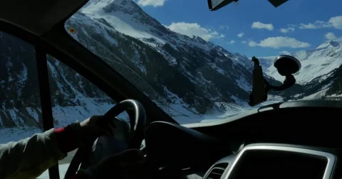 Mountains Car View 4k Stock Footage 49640309