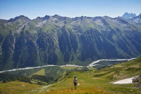 Mountains of the Caucasus range Arkhyz, Sofia lake, climbing mountains, Hikin Stock Photos