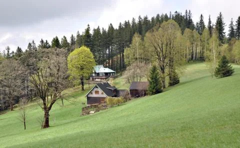 Mountains chalets Stock Photos