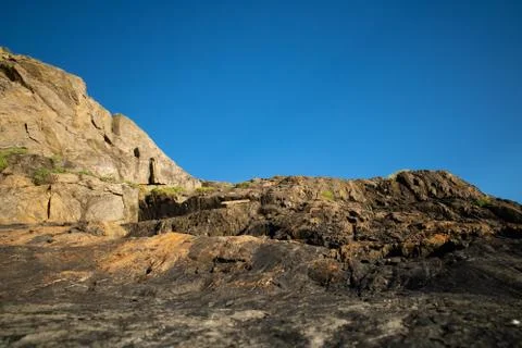 Mountains with cloudless blue sky Stock Photos