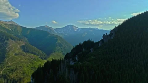 Mountains With Clouds. Aerial Shot Stock Footage 213615790