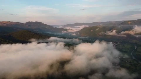 Mountains With Clouds Aerial View Stock Footage 164257977
