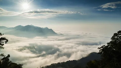 Mountains in the clouds at Alishan, Taiwan Stock-Footage 101935852