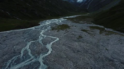 Mountains, clouds and green trees with Rivers Stock Footage 247897746