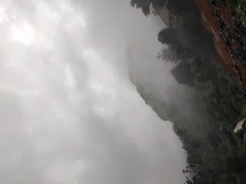 Mountains with clouds and mist in forest area Stock Photos