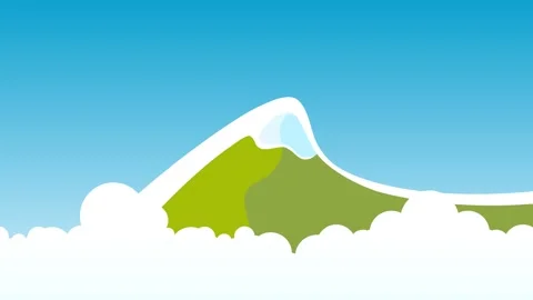 Mountains with Clouds in Cartoon style Stock Footage 263016977