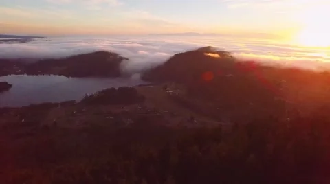 Mountains in clouds, forest sunset. Aerial shots 4K Stock-Footage 52531715