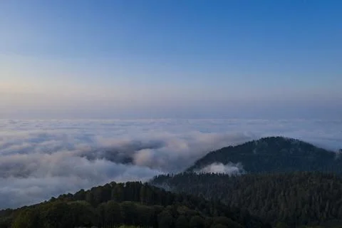 Mountains in the clouds Gomis Mta from drone Stock Photos