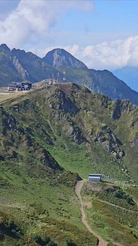Mountains in the clouds, Krasnaya Polyana, Sochi Stock Footage 314371391