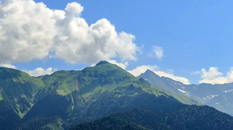 Mountains with clouds. Panorama. HDR. Time Lapse. Sochi, Russia. 1280x720 Vídeo Stock 53835876