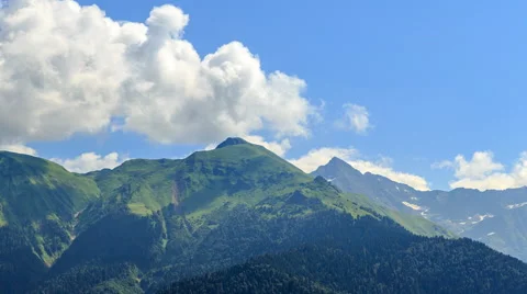 Mountains with clouds. Panorama. HDR. Time Lapse. Sochi, Russia. 4K Vídeo Stock 53835960
