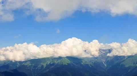 Mountains in the clouds. Panorama. Time Lapse. Sochi, Russia. 1280x720 Vídeo Stock 53607255