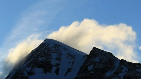Mountains with clouds. Peak with clouds, Nepal, Himalayas Stock Footage 86895568