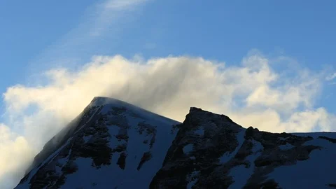 Mountains with clouds. Peak with clouds, Nepal, Himalayas Stock Footage 86895782