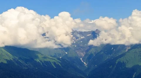 Mountains in the clouds. Psekhako Ridge. Time Lapse. Sochi, Russia 스톡 동영상 53607189
