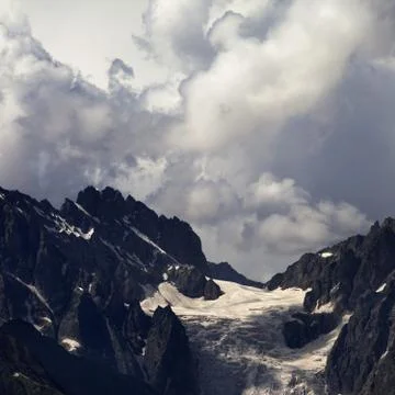Mountains in clouds before rain Stock Photos