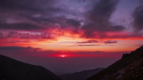 Mountains Clouds Sunset Time Lapse 4k Stock Footage