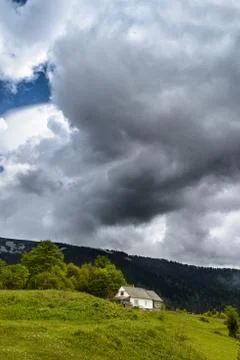 Mountains in clouds in ukraine Foto stock