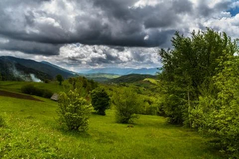 Mountains in clouds in ukraine Stock Photos