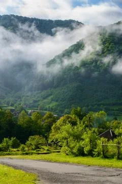 Mountains in clouds in ukraine Foto stock