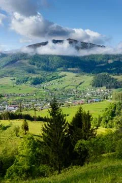 Mountains in clouds in ukraine Stock Photos