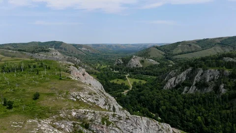 Mountains, copter flight over the cliffs. Nature. Stock Footage 129509797