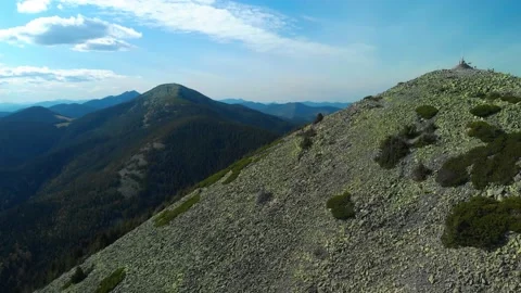 Mountains covered with big rocks covered with ancient lichen Stock Footage 157939713