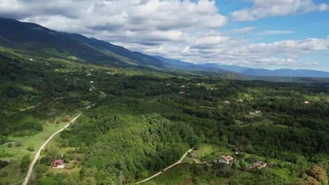 Mountains Covered With Forest Summer Drone 库存影片 255956649