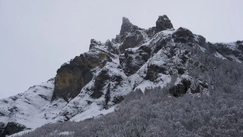 Mountains covered in snow, Cirque du Fer A Cheval, France Stock Footage 102529946
