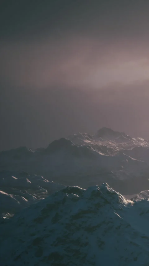 Mountains covered in snow during early morning light in winter Stock Footage 339043426