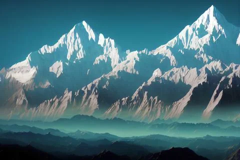 Mountains covered with snow Stock Illustration