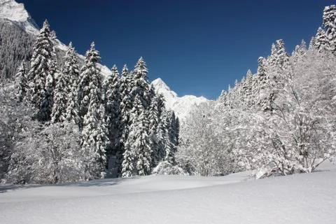 Mountains covered with snow Stock Photos