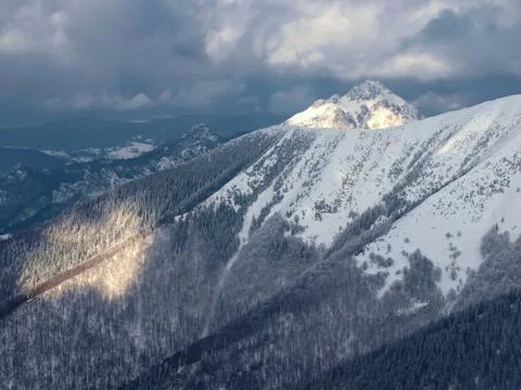 Mountains covered with snow Stock Photos
