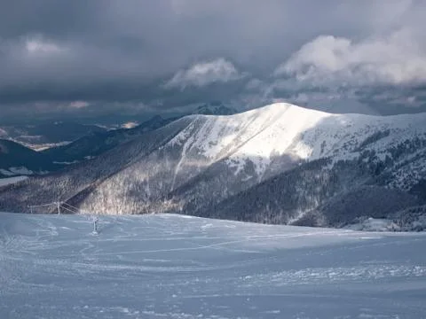 Mountains covered with snow Stock Photos