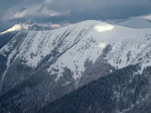 Mountains covered with snow Stock Photos