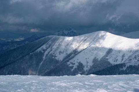 Mountains covered with snow Stock Photos
