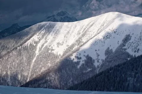 Mountains covered with snow Stock Photos