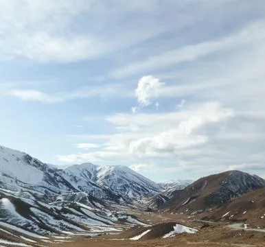 Mountains covered with snow Stock Photos
