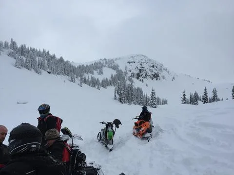 Mountains Covered in Snow snowmobiling Stock Photos
