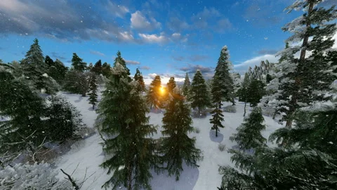 Mountains covered with trees and snow tilt Stock Footage 171000856