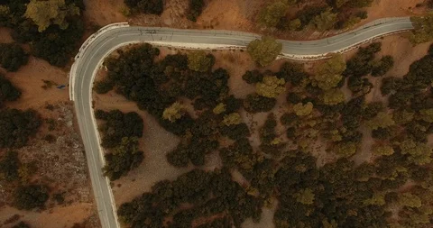 Mountains of cyprus. view from above. Mountain road. road along the cliff. serpe Stock Footage 97299943