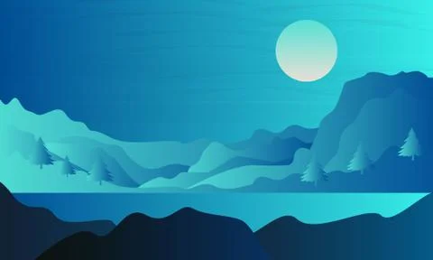 Mountains with dark background Stock Illustration