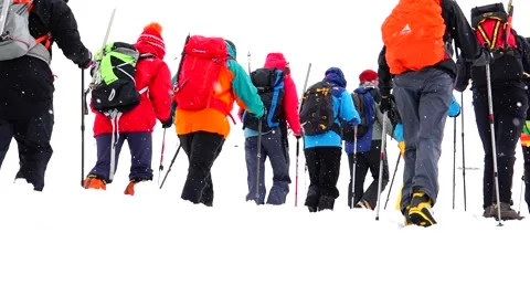 The mountains. Day five climbers train. Elbrus. Eco travel. Stock Footage 52363877