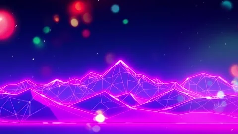 Mountains Digital Lighting: A landscape scene of Mountains with Digital mesh an Stock Footage 330319756