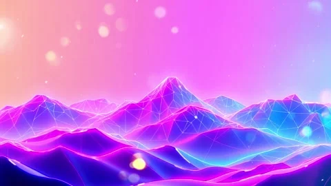 Mountains Digital view: An abstract blue and pink landscape with mountain in di Stock Footage 330319760