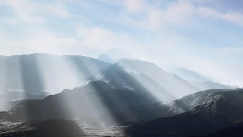 Mountains display light and shadow during midday in a natural setting Stock Footage 342048896
