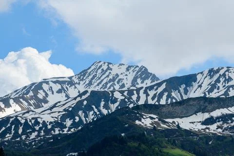 The mountains dominate the forests Stock Photos