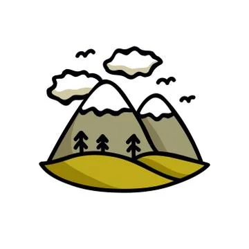 Mountains doodle icon, vector illustration Stock Illustration