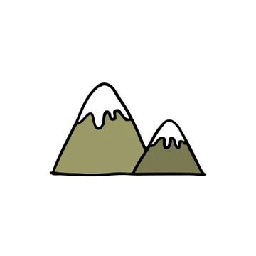 Mountains doodle icon, vector illustration Stock Illustration